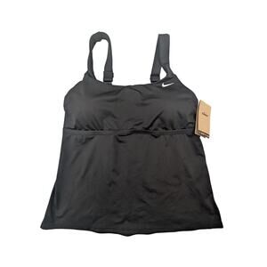 Nike Swim Essentials Womens Size Medium Scoop Neck Tankini Top Black NWT